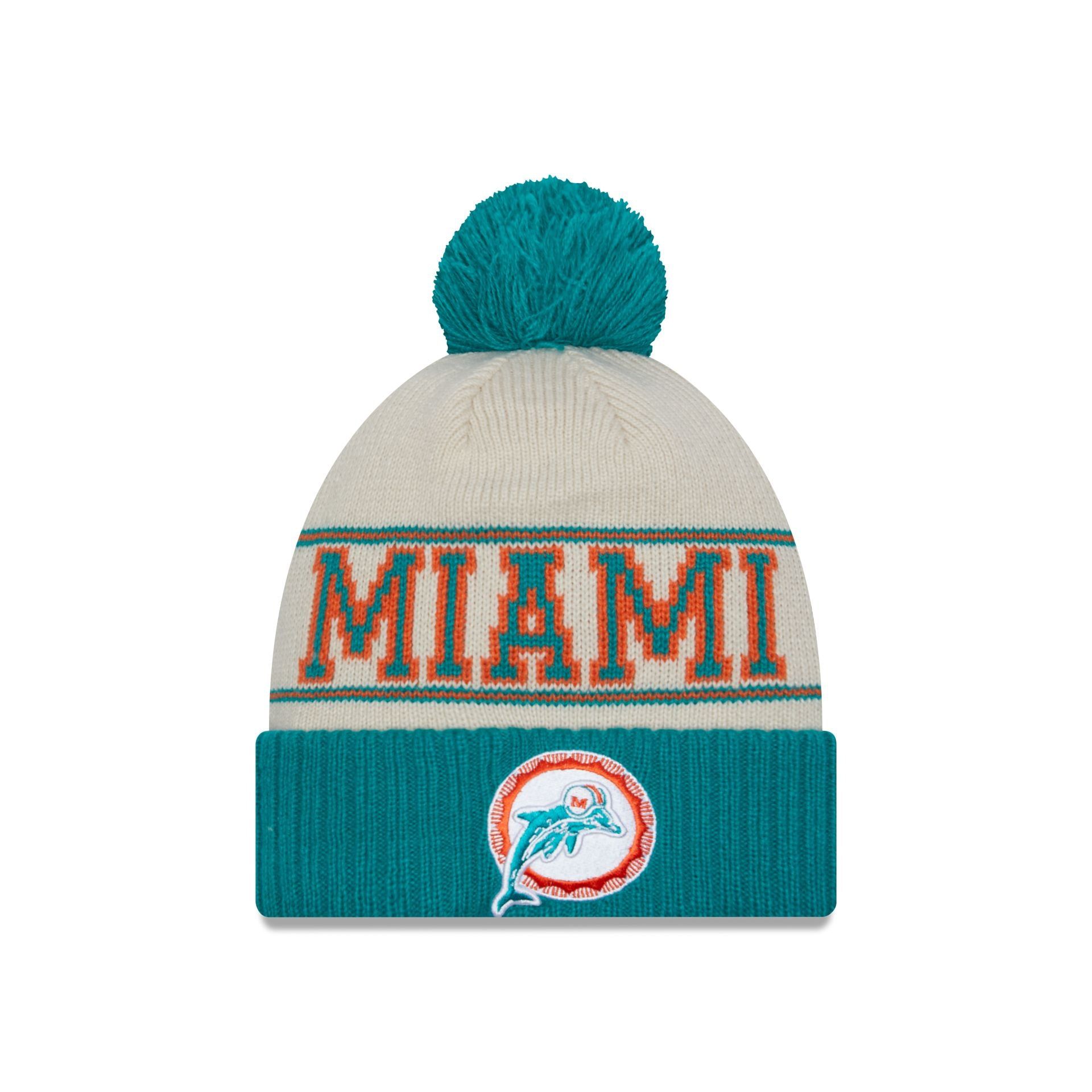 Miami Dolphins 2023 Cold Weather Historic Pom Knit sold by New Era
