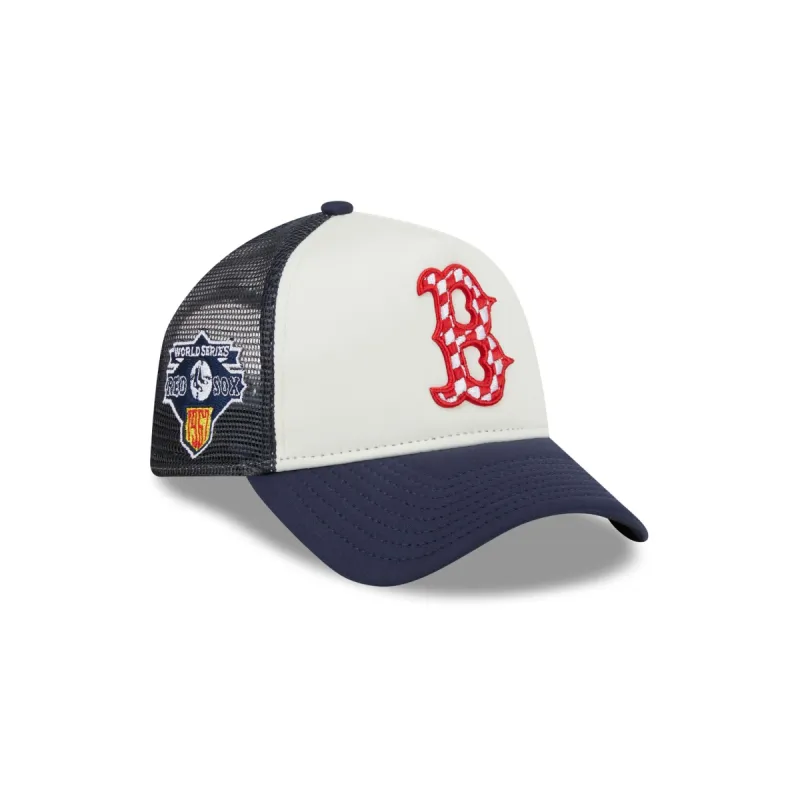 Boston Red Sox Checkered Flag 9FORTY A-Frame Trucker Hat sold by New Era