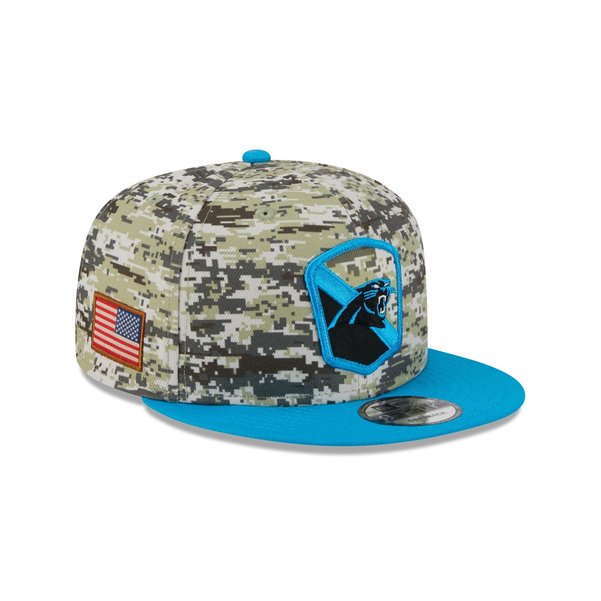 Carolina Panthers 2023 Salute to Service Camo 9FIFTY Snapback Hat sold by New Era