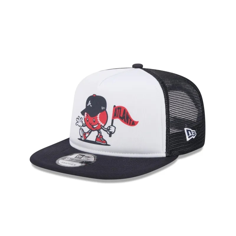 Atlanta Braves Court Sport 9FIFTY A-Frame Trucker Hat sold by New Era
