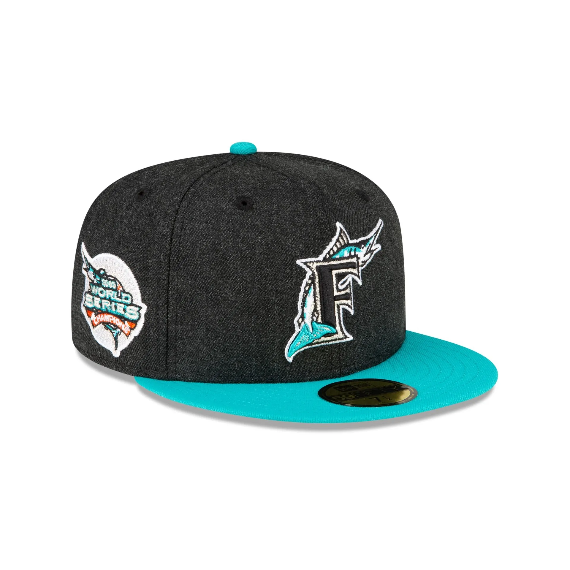 Just Caps Heathered Crown Miami Marlins 59FIFTY Fitted Hat sold by New Era