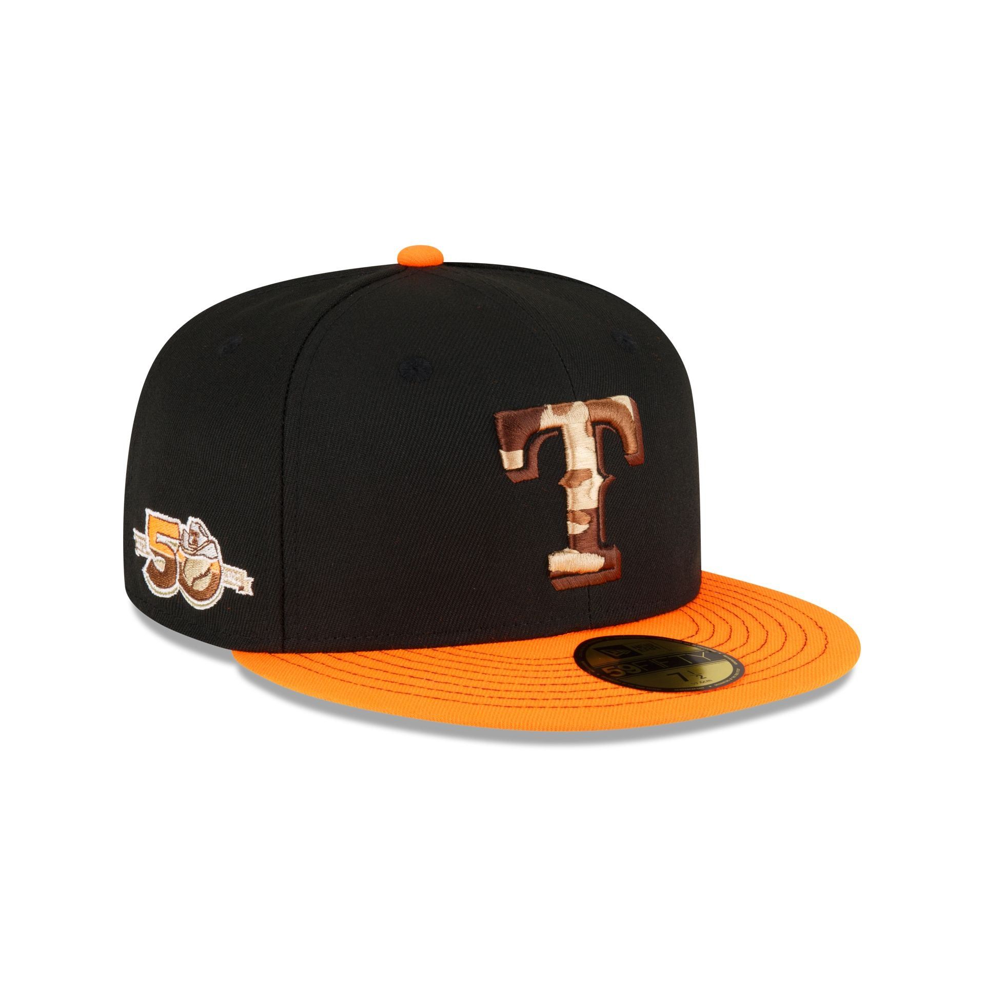 Just Caps Orange Visor Texas Rangers 59FIFTY Fitted Hat sold by New Era