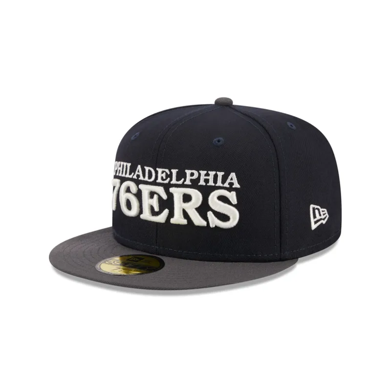 Philadelphia 76ers Navy Crown 59FIFTY Fitted Hat sold by New Era