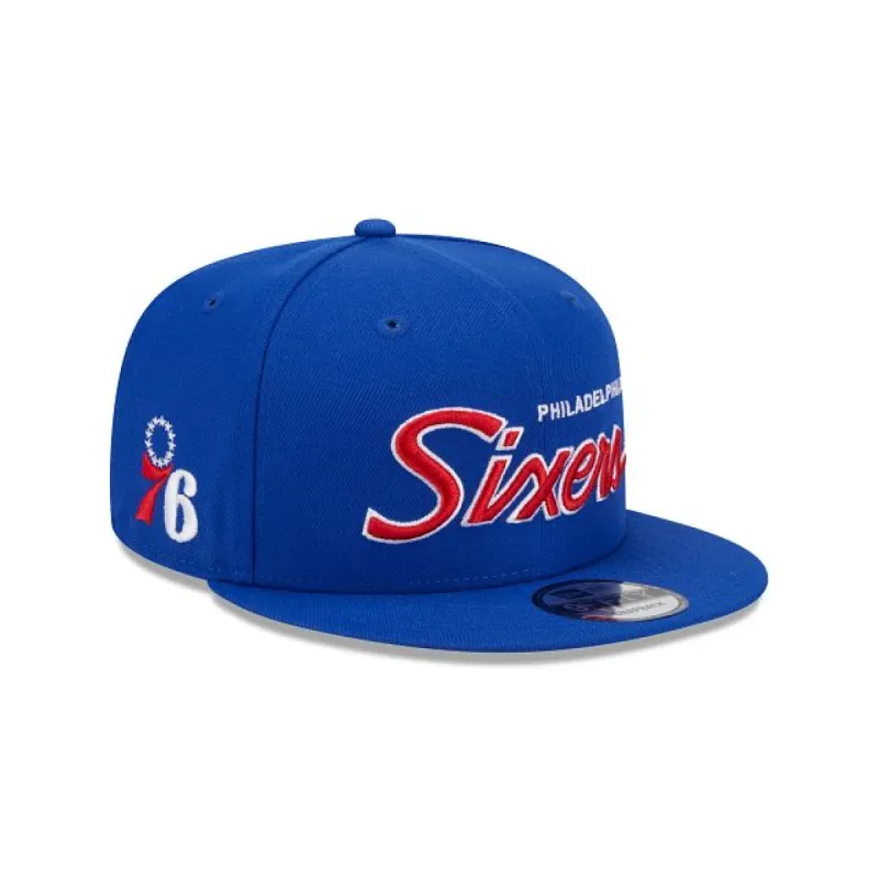 Philadelphia 76ers Script 9FIFTY Snapback Hat sold by New Era