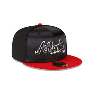 Just Caps Black Satin Atlanta Braves 59FIFTY Fitted Hat sold by New Era