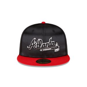 Just Caps Black Satin Atlanta Braves 59FIFTY Fitted Hat sold by New Era