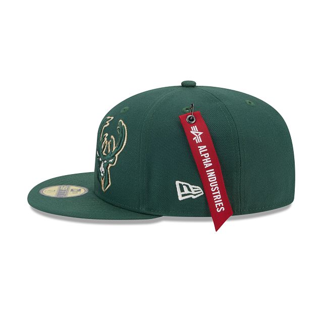 Alpha Industries X Milwaukee Bucks Dual Logo 59FIFTY Fitted Hat sold by New Era product image thumbnail 4