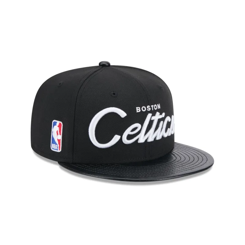 Boston Celtics Faux Leather Visor 9FIFTY Snapback Hat sold by New Era