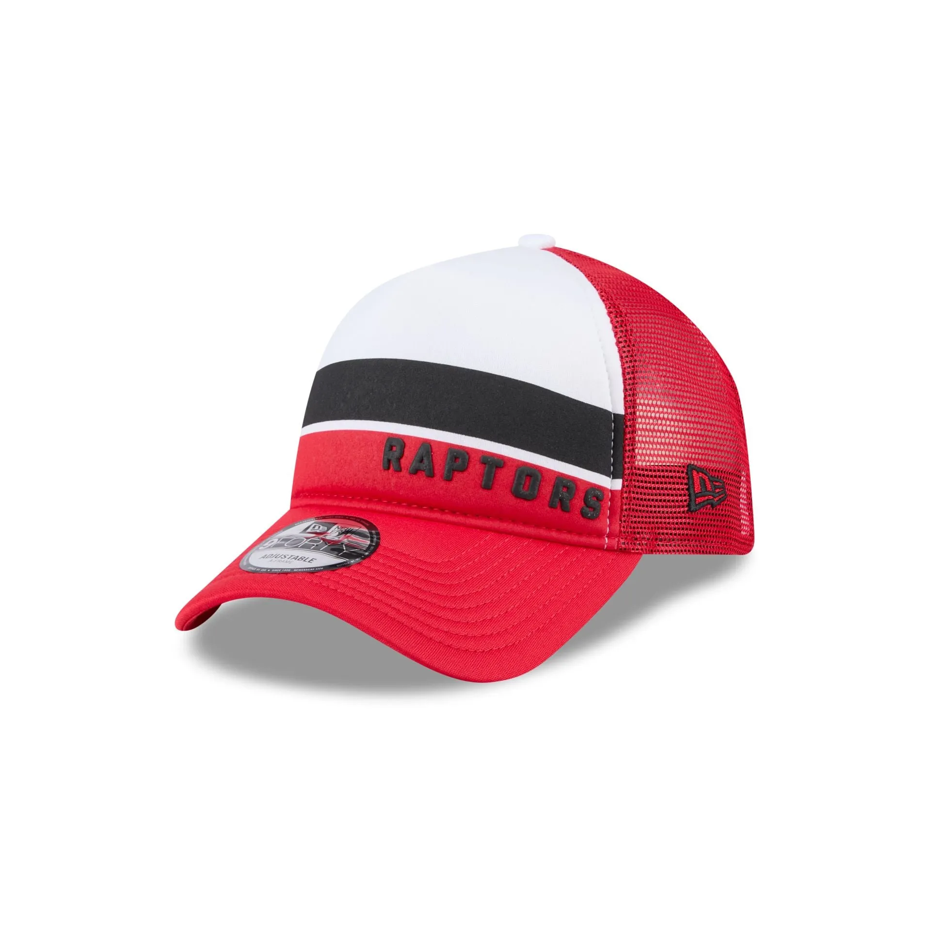 Toronto Raptors Color Block 9FORTY A-Frame Trucker Snapback Hat sold by New Era