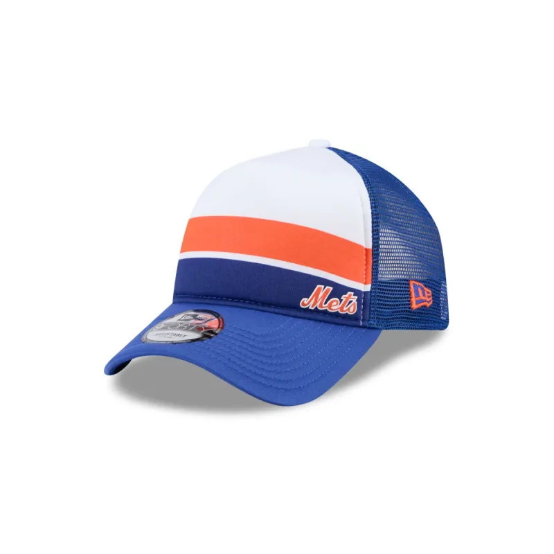 New York Mets Color Block 9FORTY A-Frame Trucker Snapback Hat sold by New Era