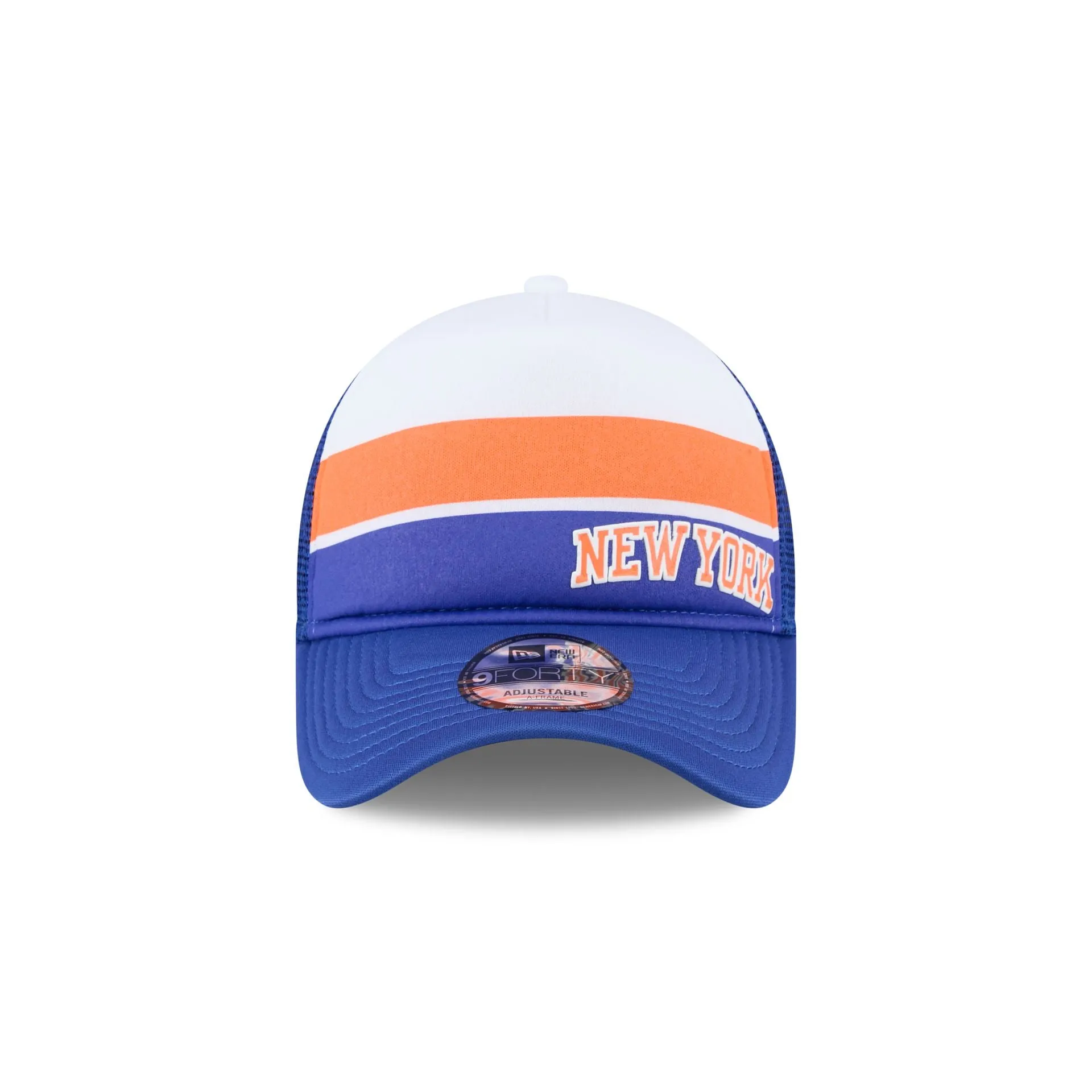 New York Knicks Color Block 9FORTY A-Frame Trucker Snapback Hat sold by New Era product image thumbnail 2