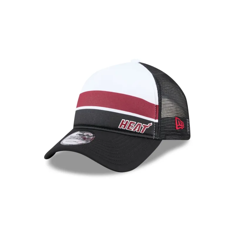Miami Heat Color Block 9FORTY A-Frame Trucker Snapback Hat sold by New Era