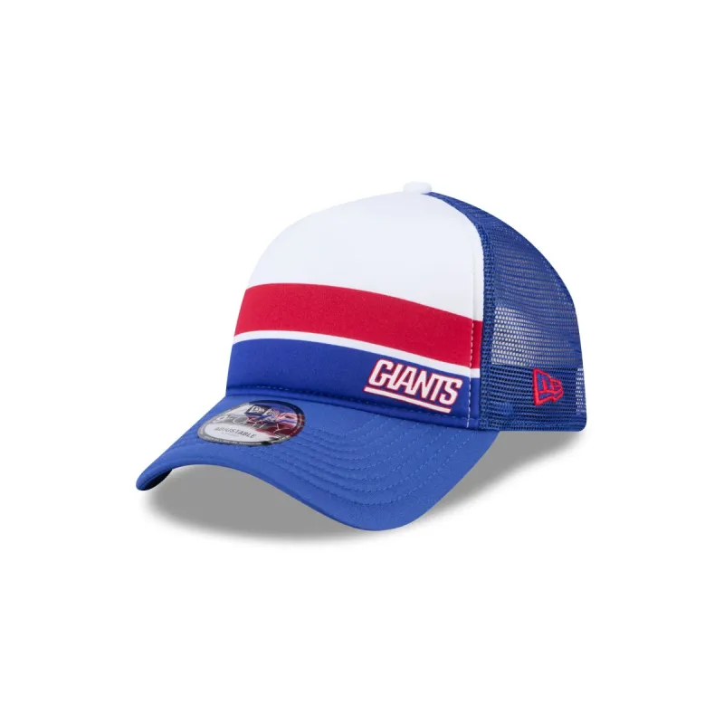 New York Giants Color Block 9FORTY A-Frame Trucker Snapback Hat sold by New Era