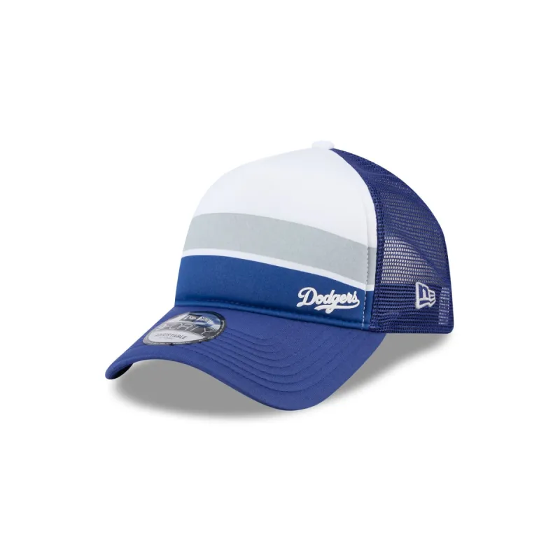 Los Angeles Dodgers Color Block 9FORTY A-Frame Trucker Snapback Hat sold by New Era