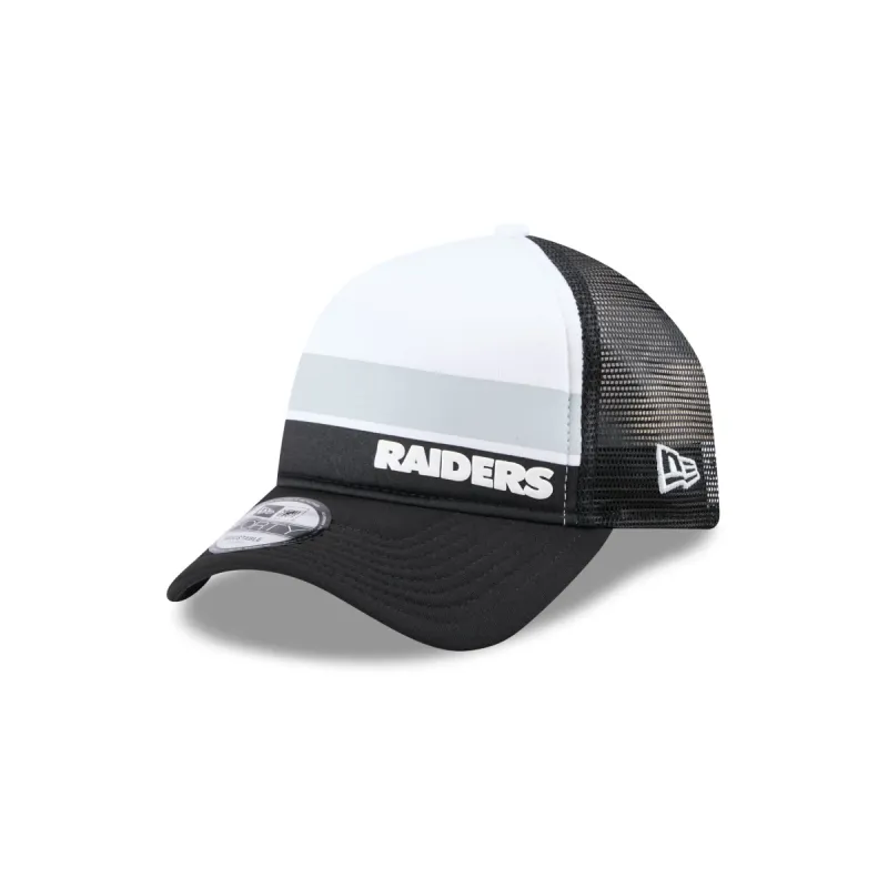 Las Vegas Raiders Color Block 9FORTY A-Frame Trucker Snapback Hat sold by New Era