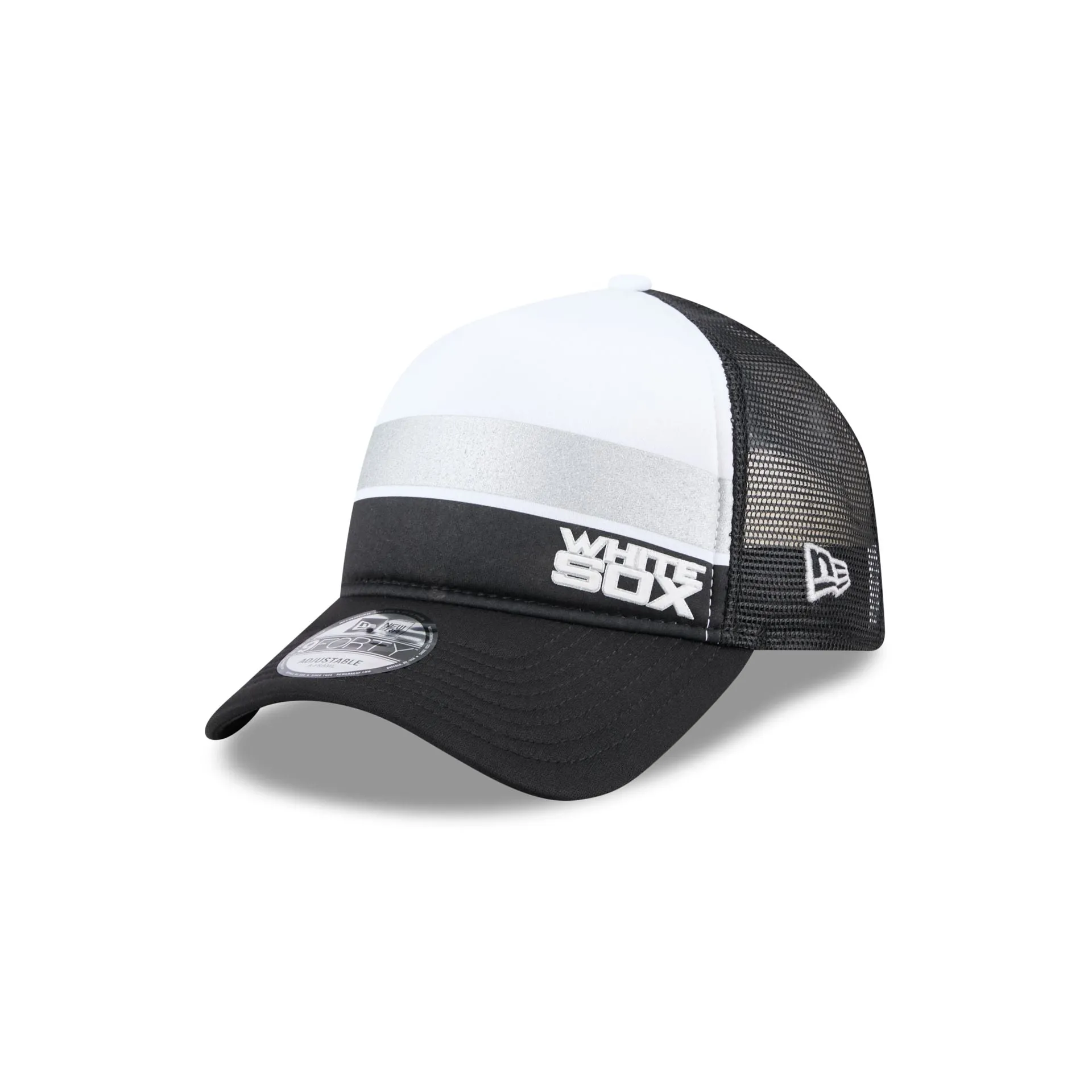 Chicago White Sox Color Block 9FORTY A-Frame Trucker Snapback Hat sold by New Era