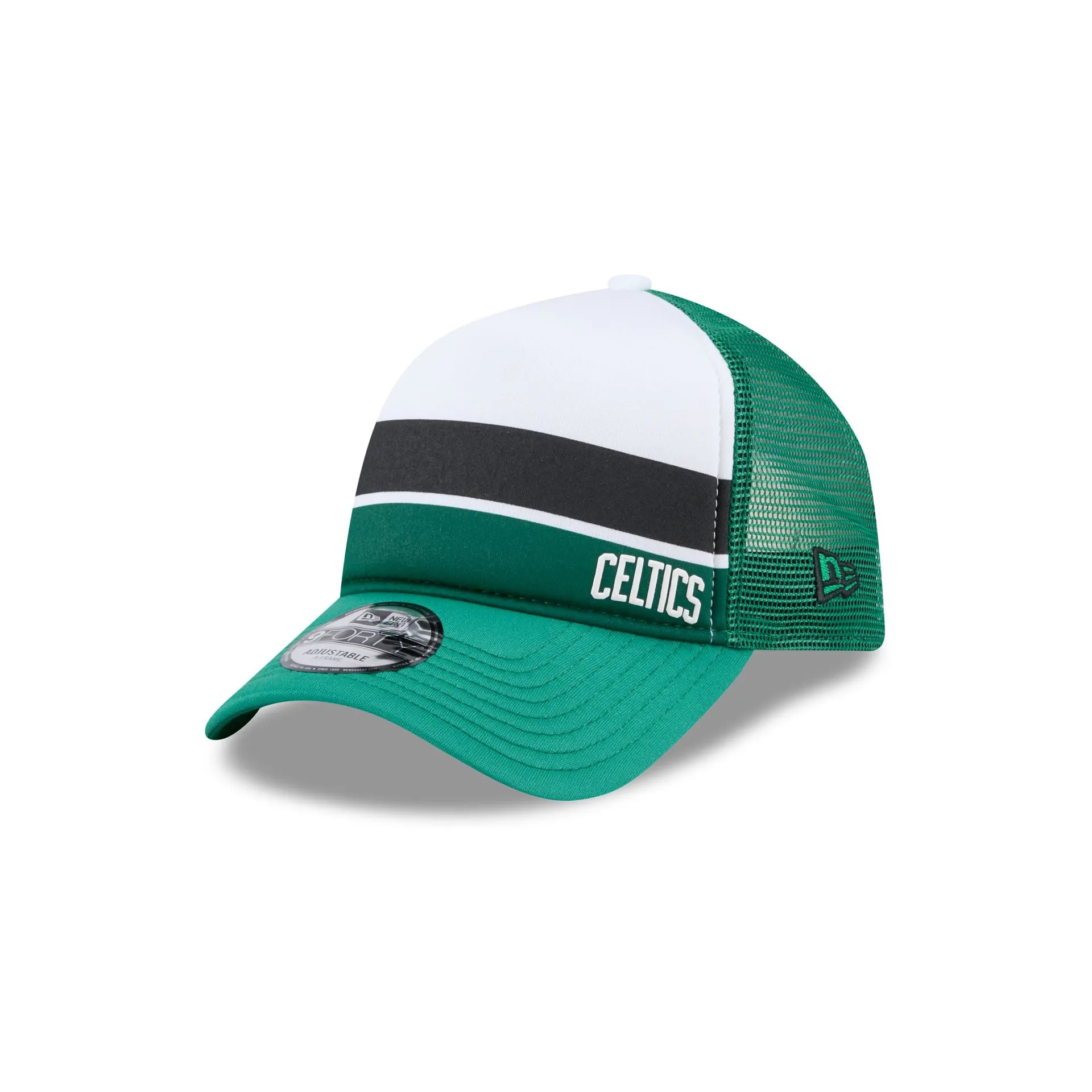Boston Celtics Color Block 9FORTY A-Frame Trucker Snapback Hat sold by New Era