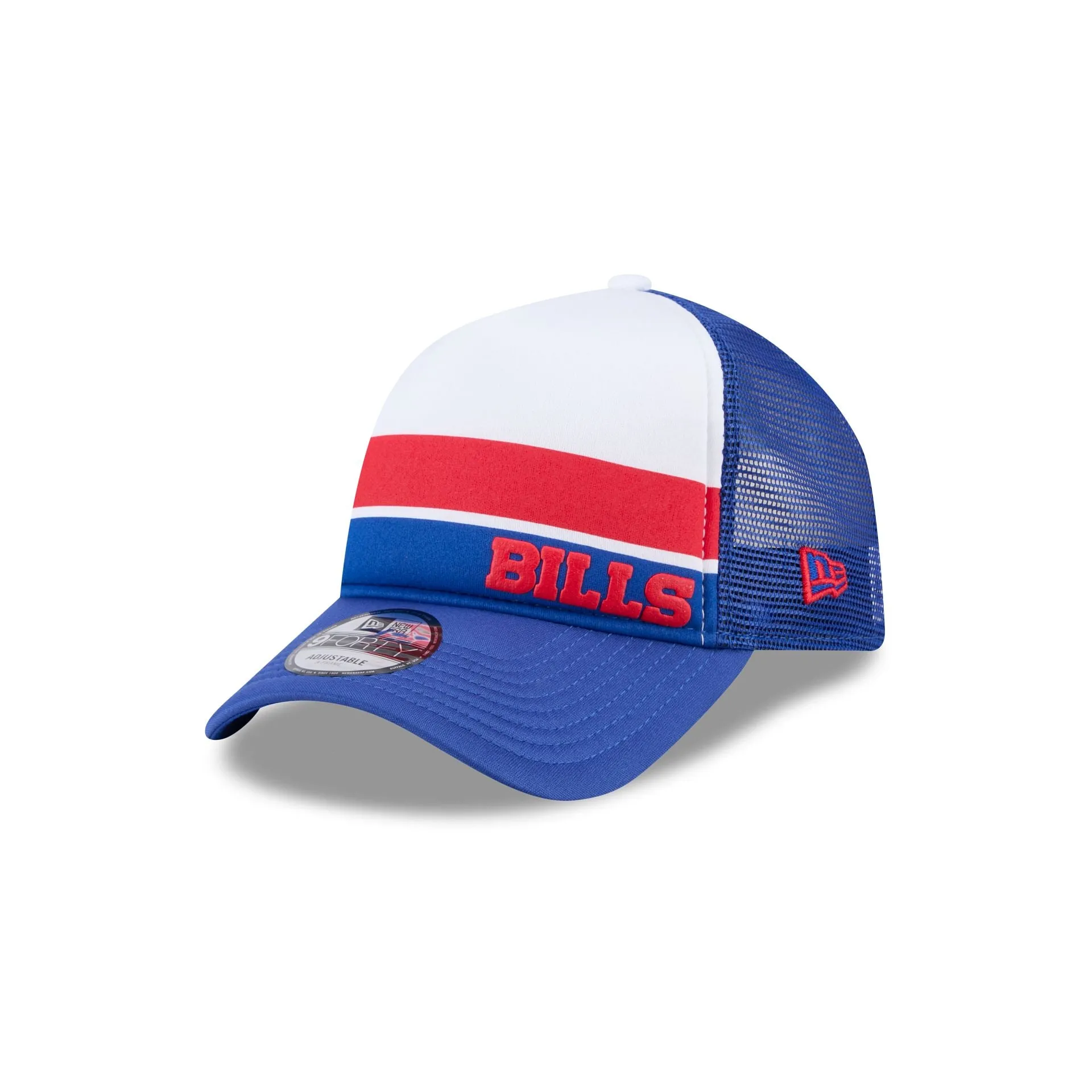 Buffalo Bills Color Block 9FORTY A-Frame Trucker Snapback Hat sold by New Era