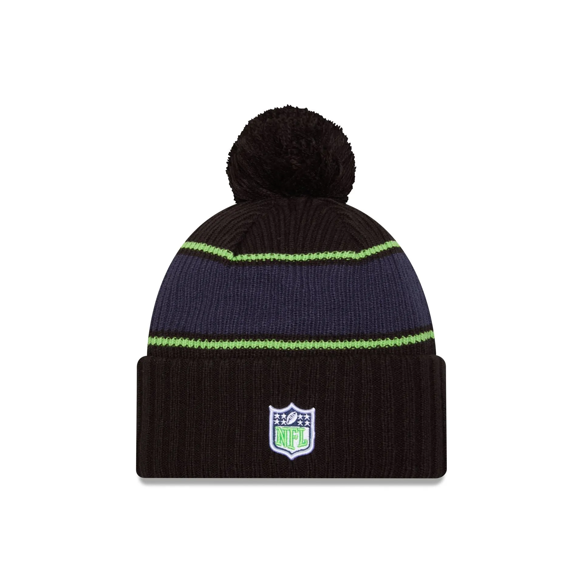 Seattle Seahawks 2024 Cold Weather Black Pom Knit Hat sold by New Era product image thumbnail 2