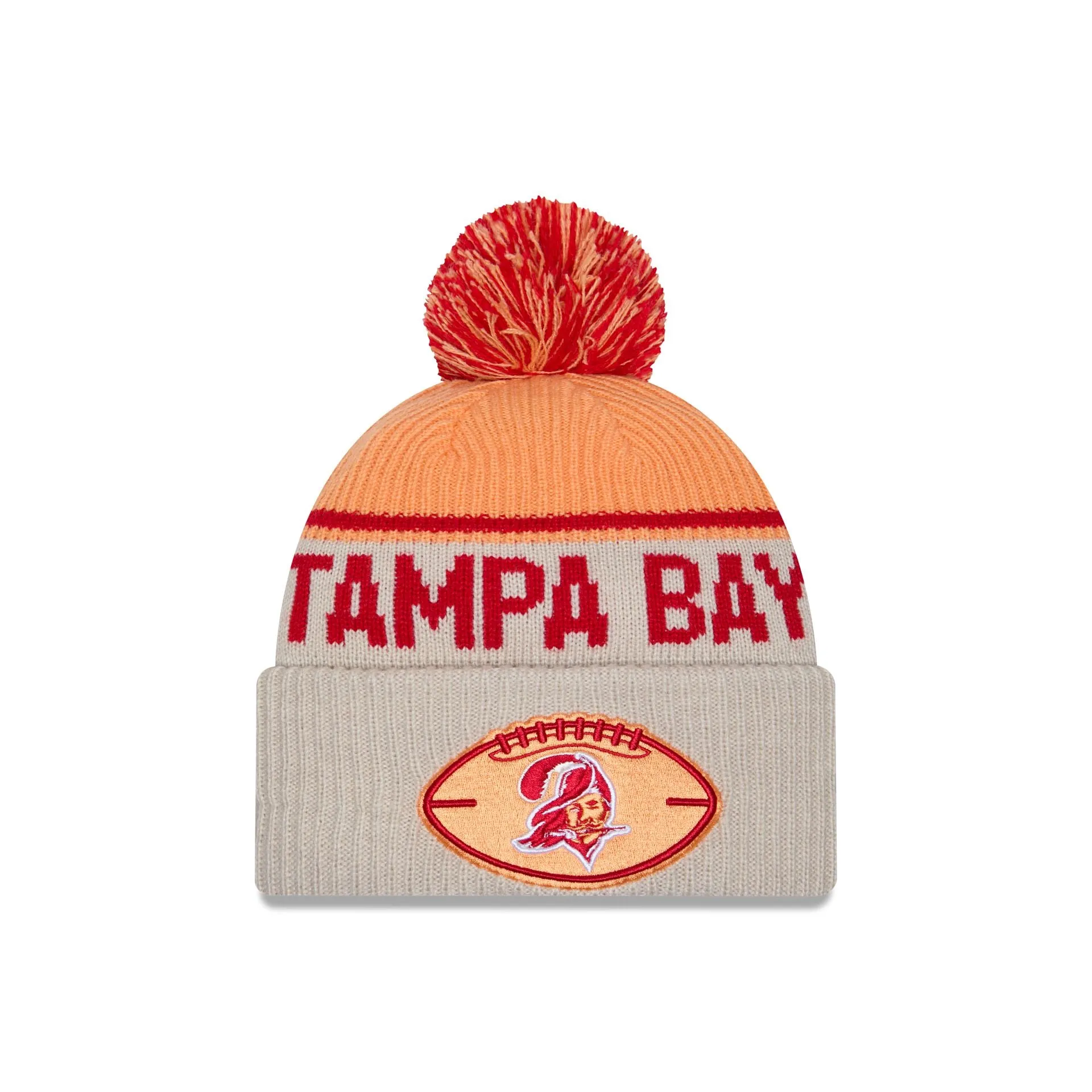 Tampa Bay Buccaneers 2024 Cold Weather Historic Pom Knit Hat sold by New Era