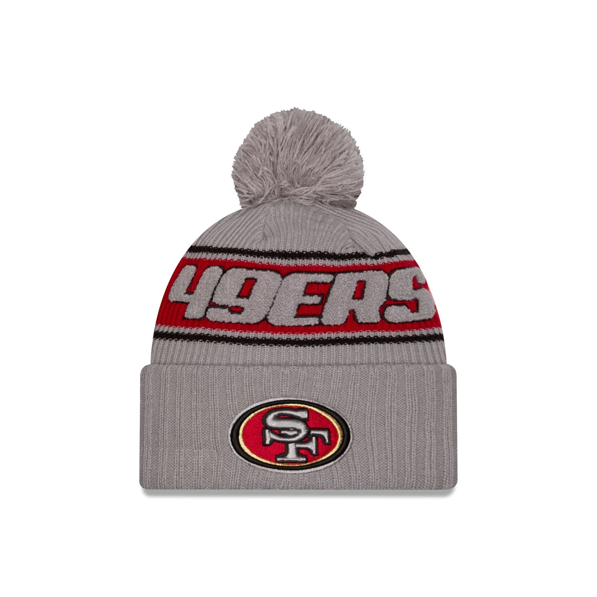 San Francisco 49ers 2024 Cold Weather Gray Pom Knit Hat sold by New Era