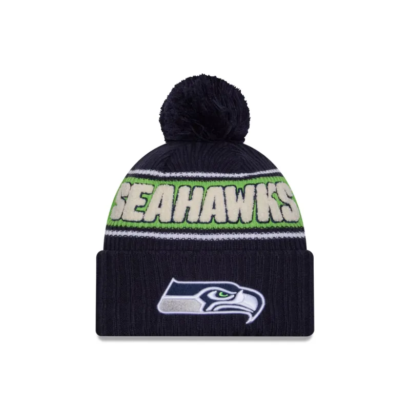 Seattle Seahawks 2024 Cold Weather Sport Pom Knit Hat sold by New Era