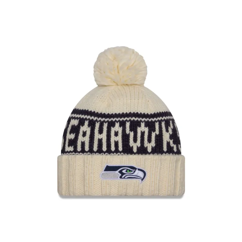 Seattle Seahawks 2024 Cold Weather Chrome Pom Knit Hat sold by New Era