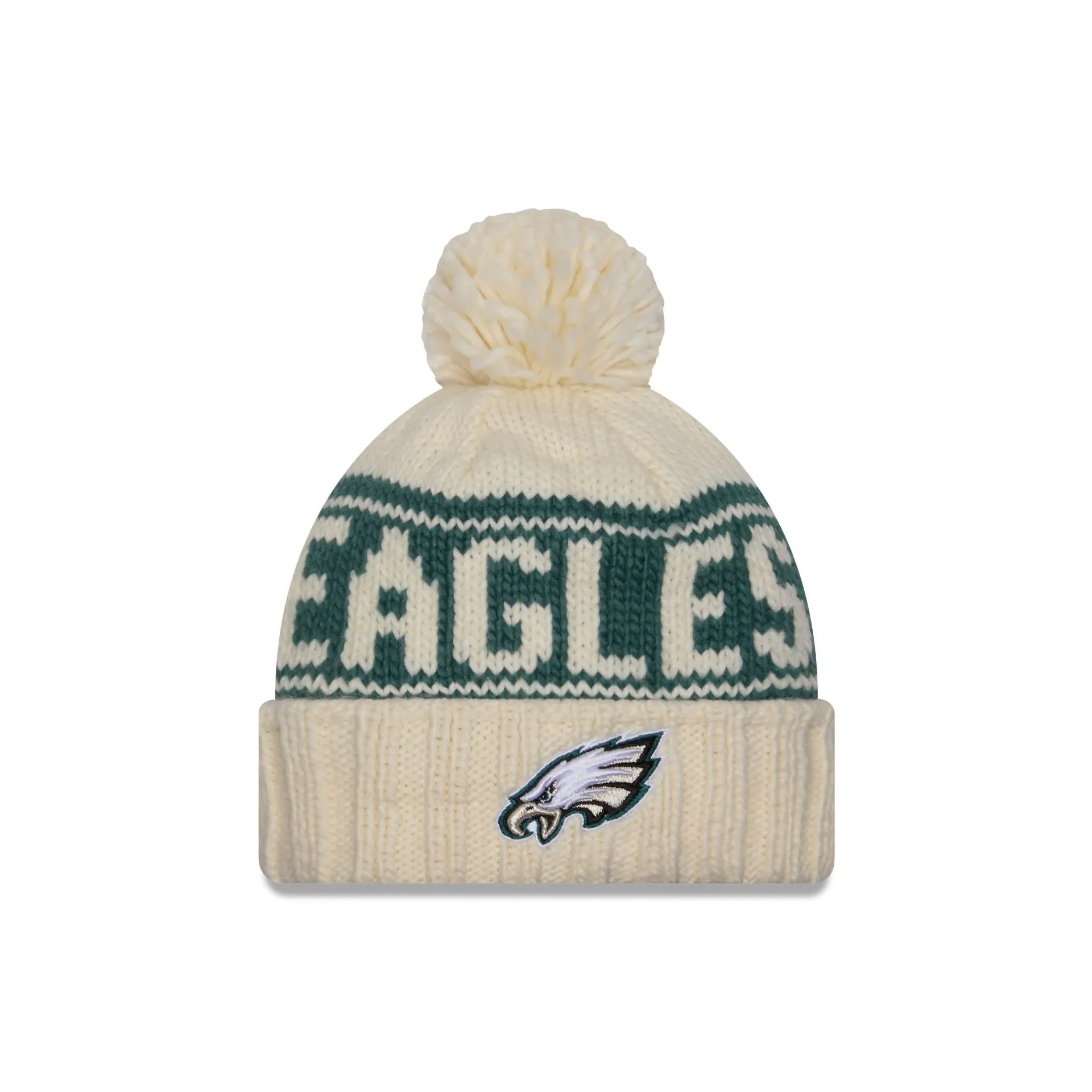 Philadelphia Eagles 2024 Cold Weather Chrome Pom Knit Hat sold by New Era