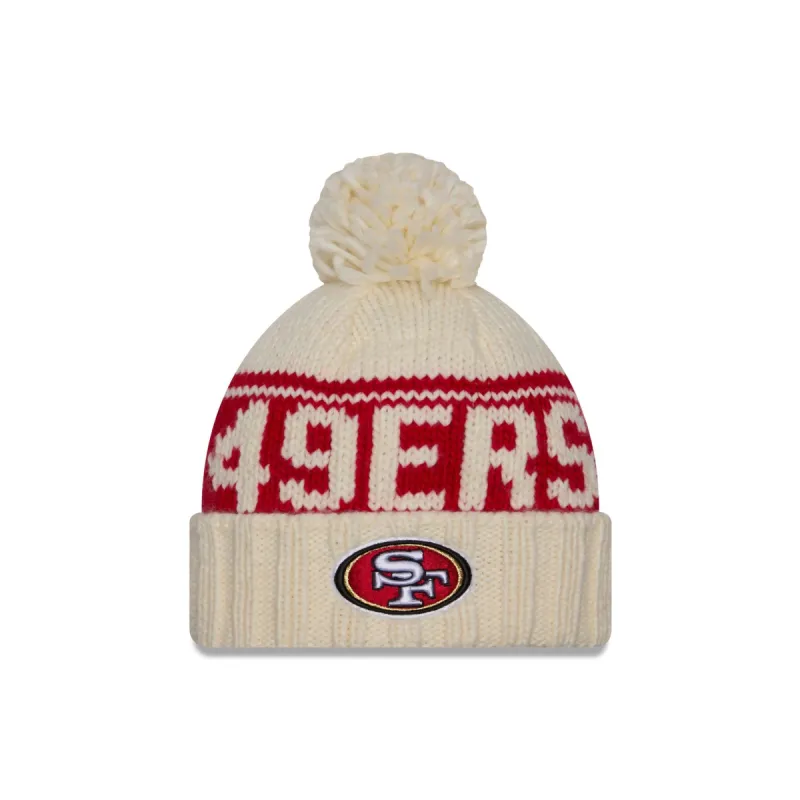 San Francisco 49ers 2024 Cold Weather Chrome Pom Knit Hat sold by New Era