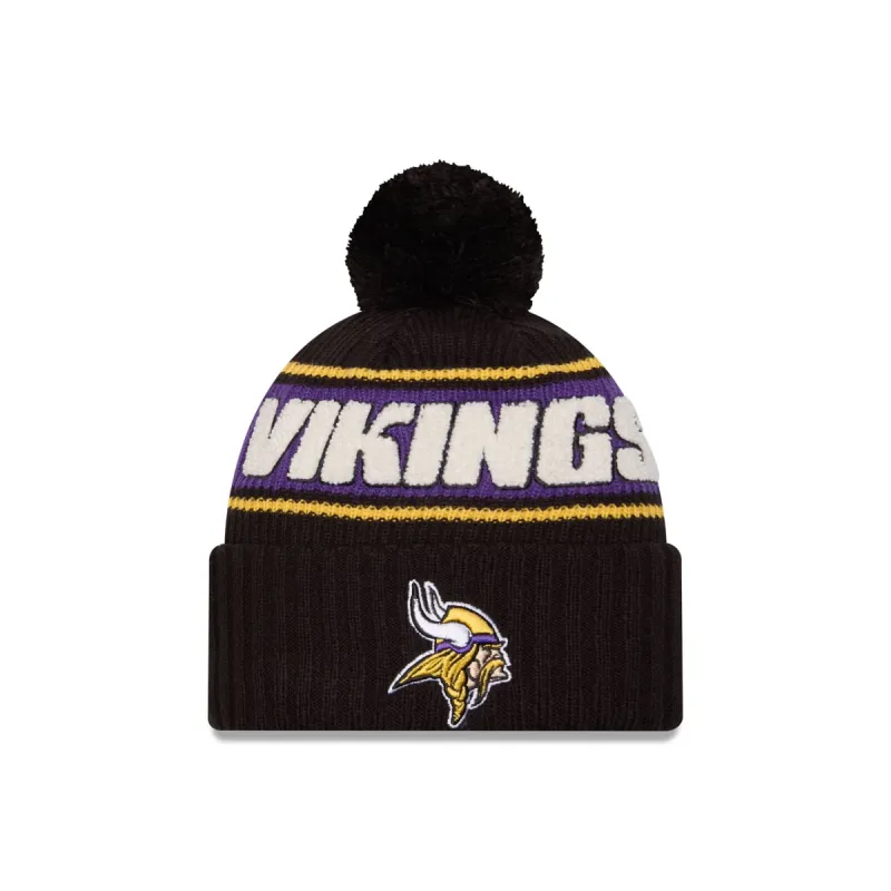 Minnesota Vikings 2024 Cold Weather Black Pom Knit Hat sold by New Era