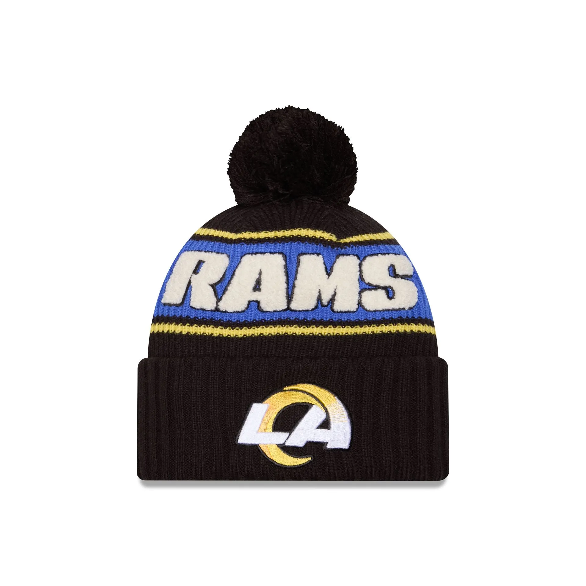 Los Angeles Rams 2024 Cold Weather Black Pom Knit Hat sold by New Era