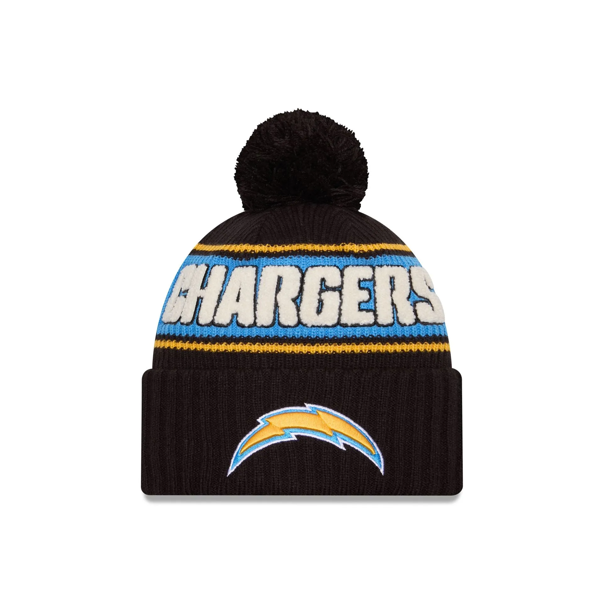 Los Angeles Chargers 2024 Cold Weather Black Pom Knit Hat sold by New Era
