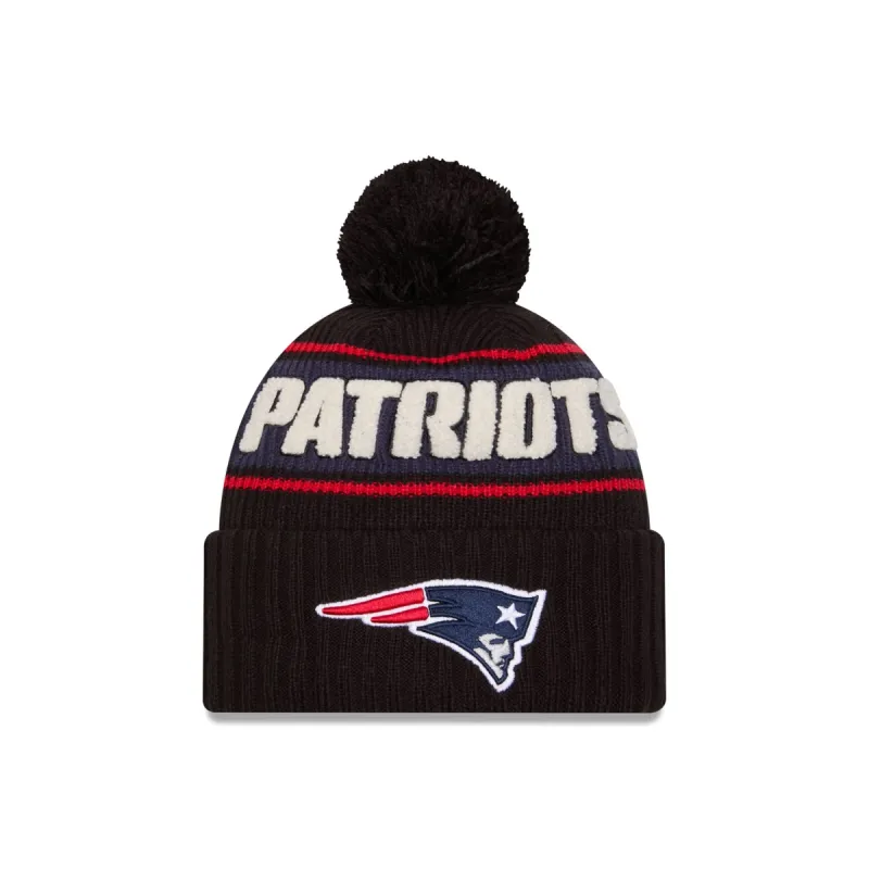 New England Patriots 2024 Cold Weather Black Pom Knit Hat sold by New Era