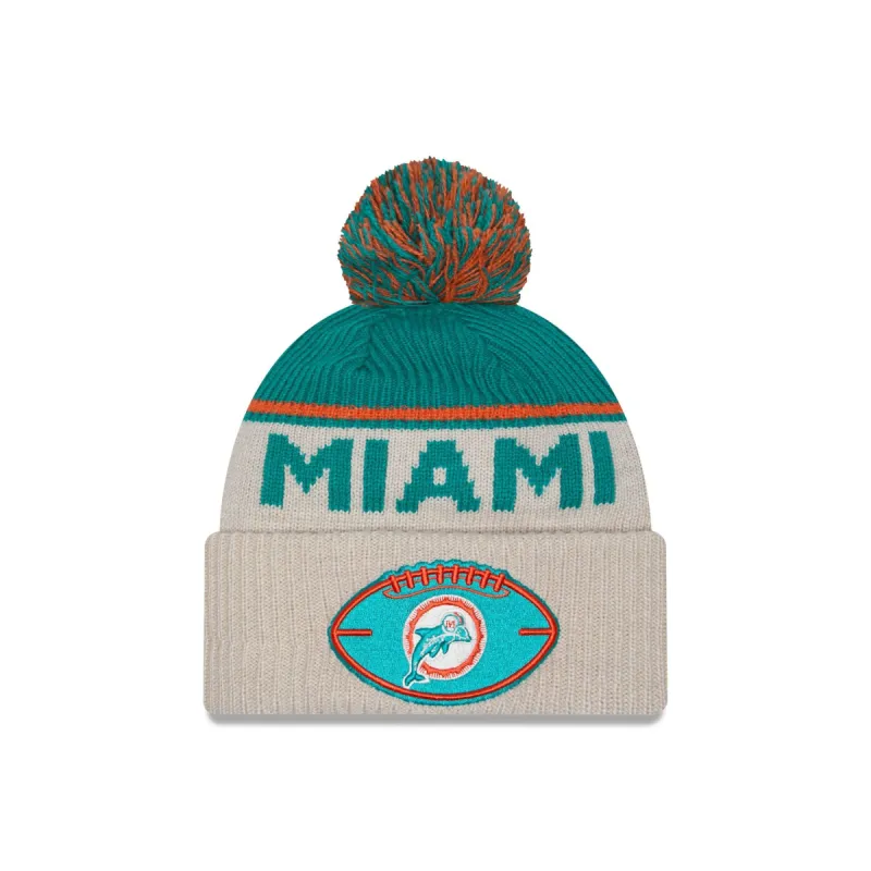 Miami Dolphins 2024 Cold Weather Historic Pom Knit Hat sold by New Era
