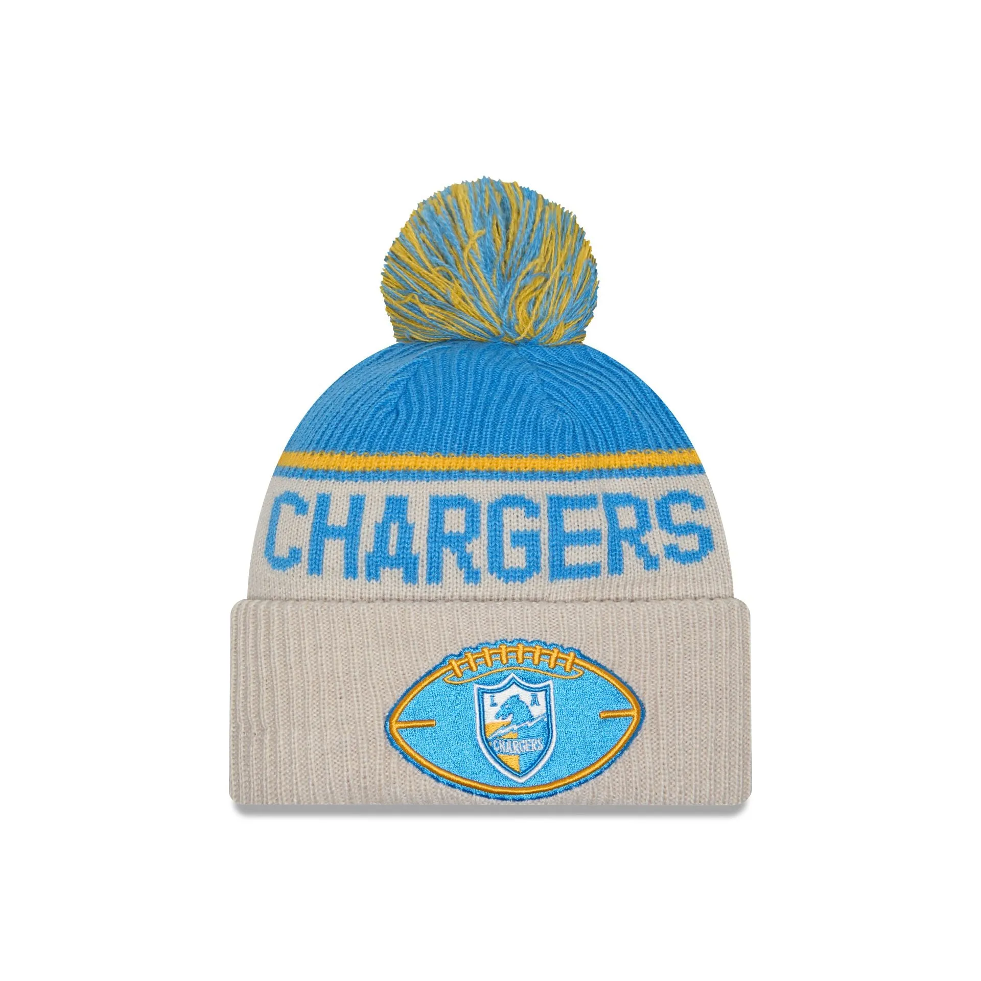 Los Angeles Chargers 2024 Cold Weather Historic Pom Knit Hat sold by New Era