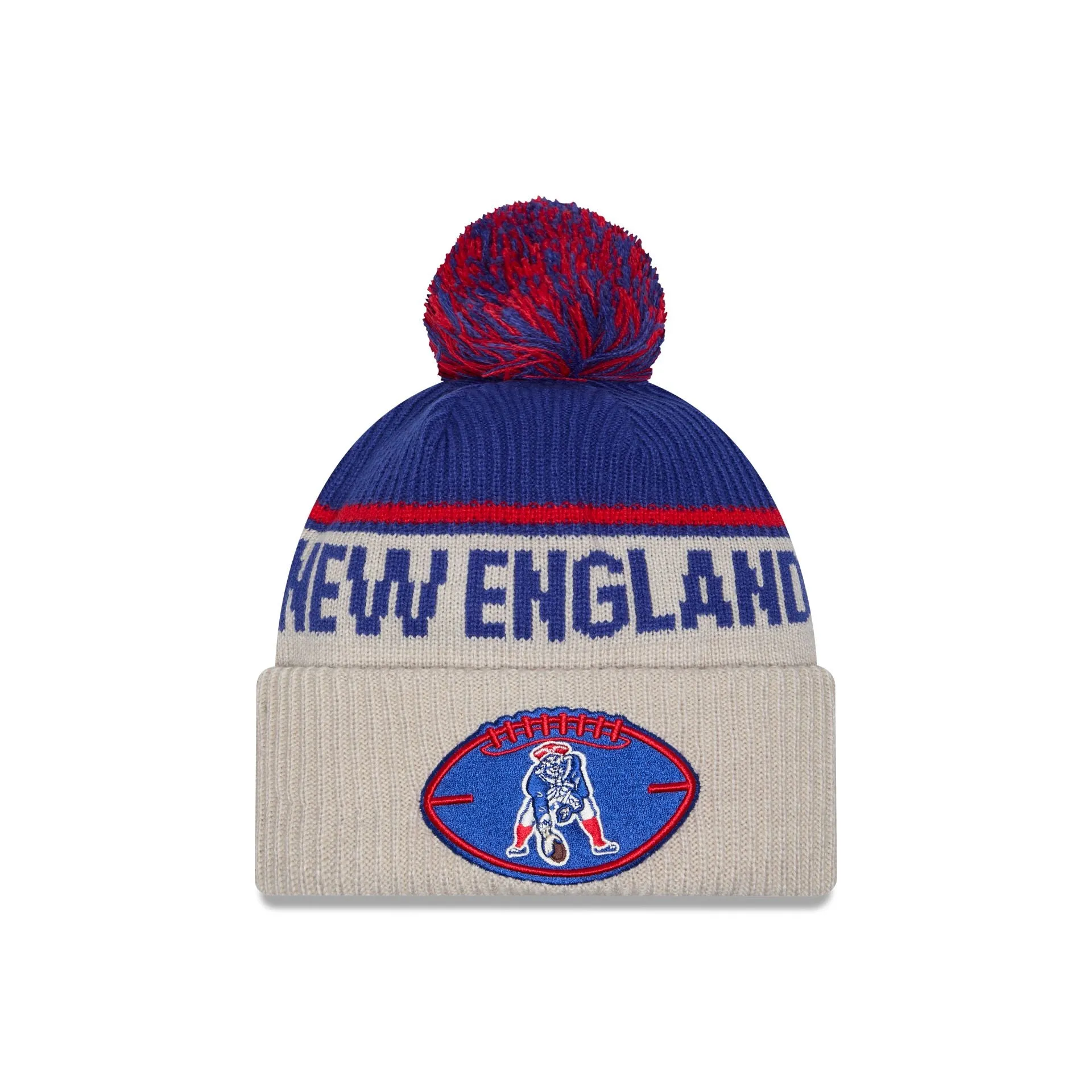 New England Patriots 2024 Cold Weather Historic Pom Knit Hat sold by New Era