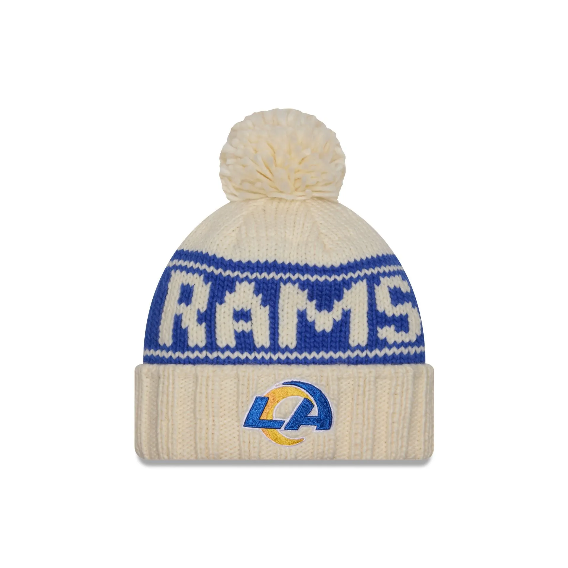 Los Angeles Rams 2024 Cold Weather Chrome Pom Knit Hat sold by New Era