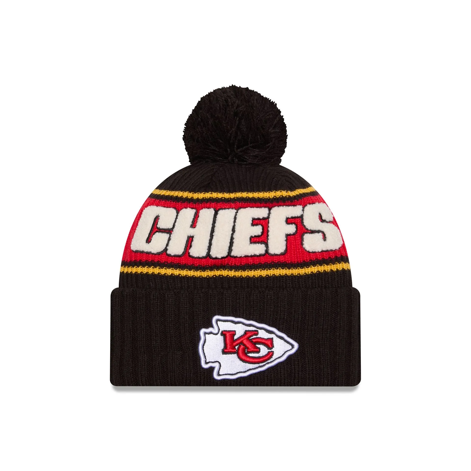Kansas City Chiefs 2024 Cold Weather Black Pom Knit Hat sold by New Era