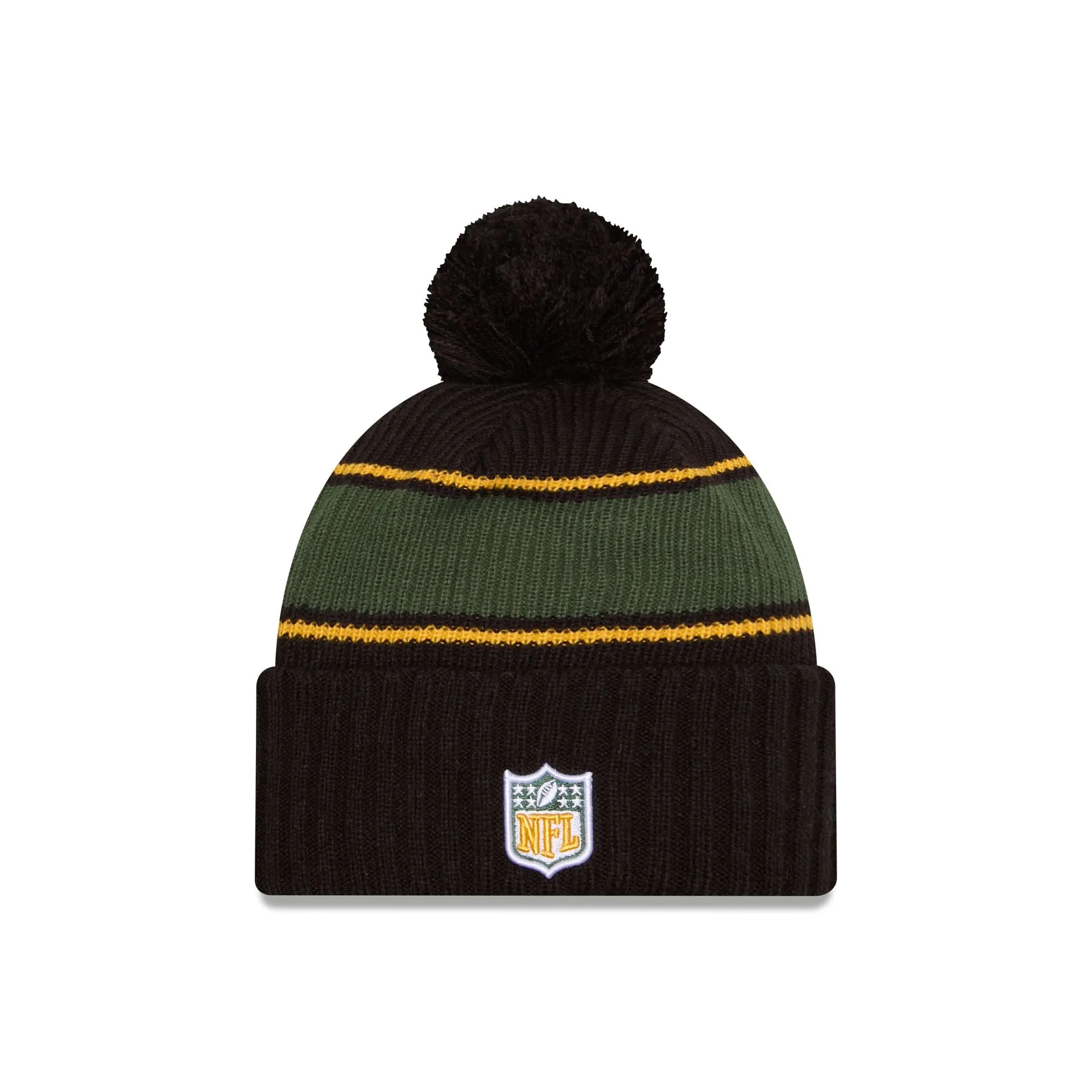 Green Bay Packers 2024 Cold Weather Black Pom Knit Hat sold by New Era product image thumbnail 2