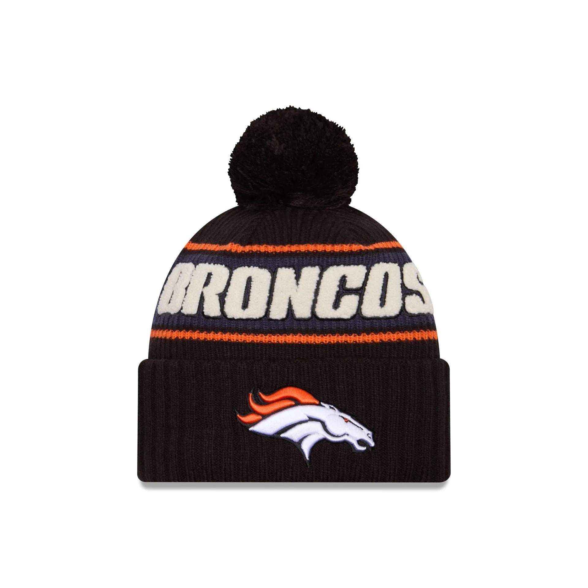 Denver Broncos 2024 Cold Weather Black Pom Knit Hat sold by New Era