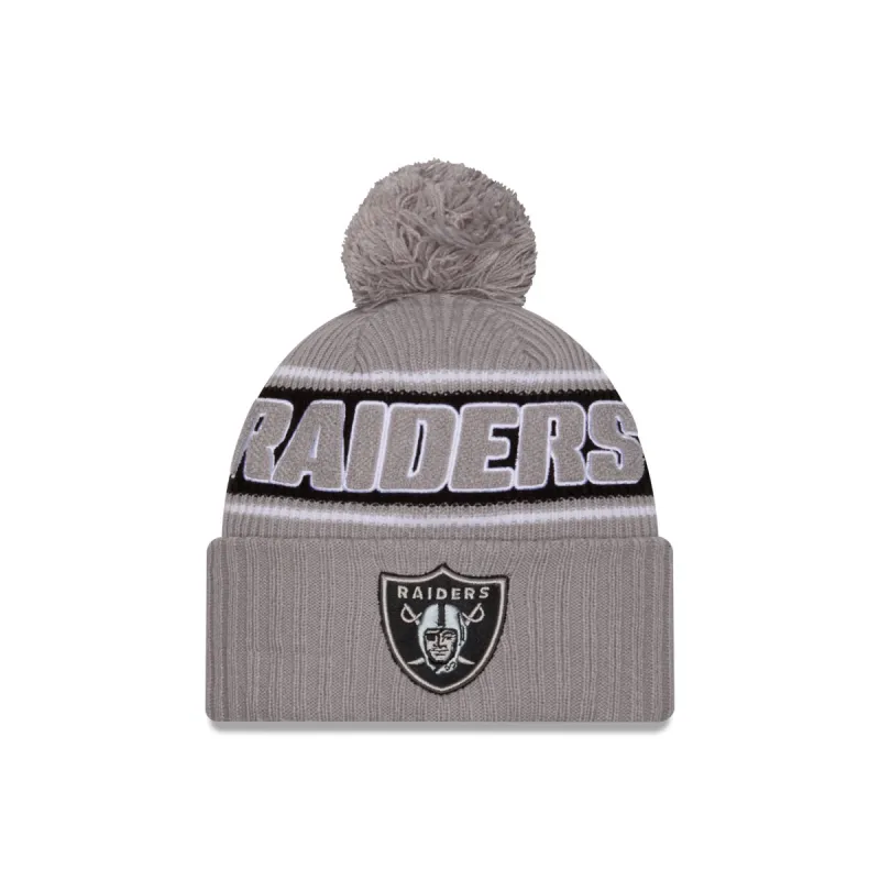Las Vegas Raiders 2024 Cold Weather Gray Pom Knit Hat sold by New Era