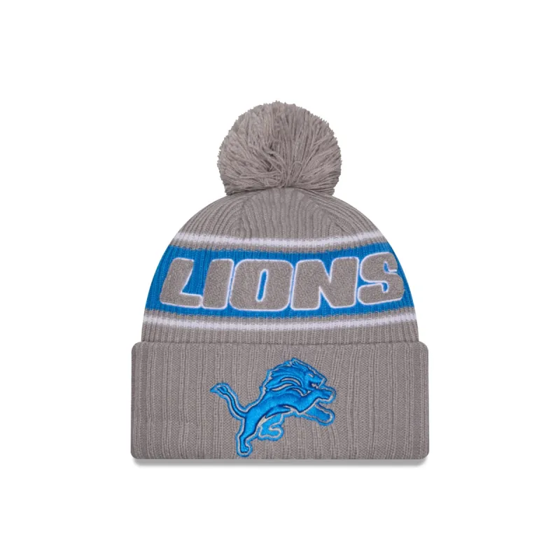 Detroit Lions 2024 Cold Weather Gray Pom Knit Hat sold by New Era
