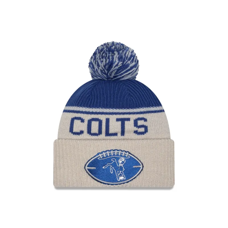 Indianapolis Colts 2024 Cold Weather Historic Pom Knit Hat sold by New Era