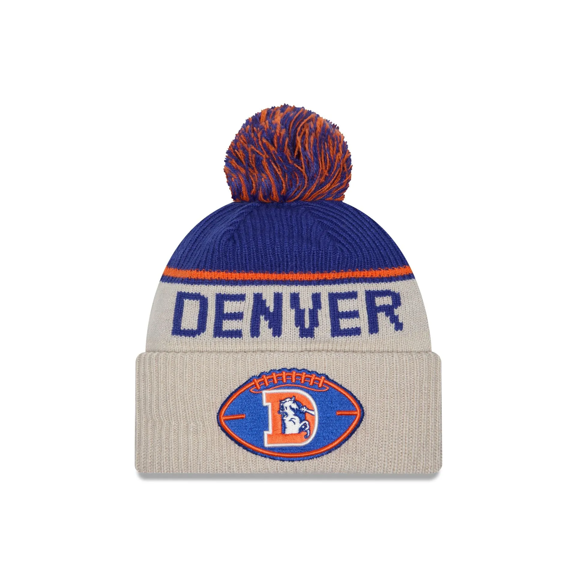 Denver Broncos 2024 Cold Weather Historic Pom Knit Hat sold by New Era