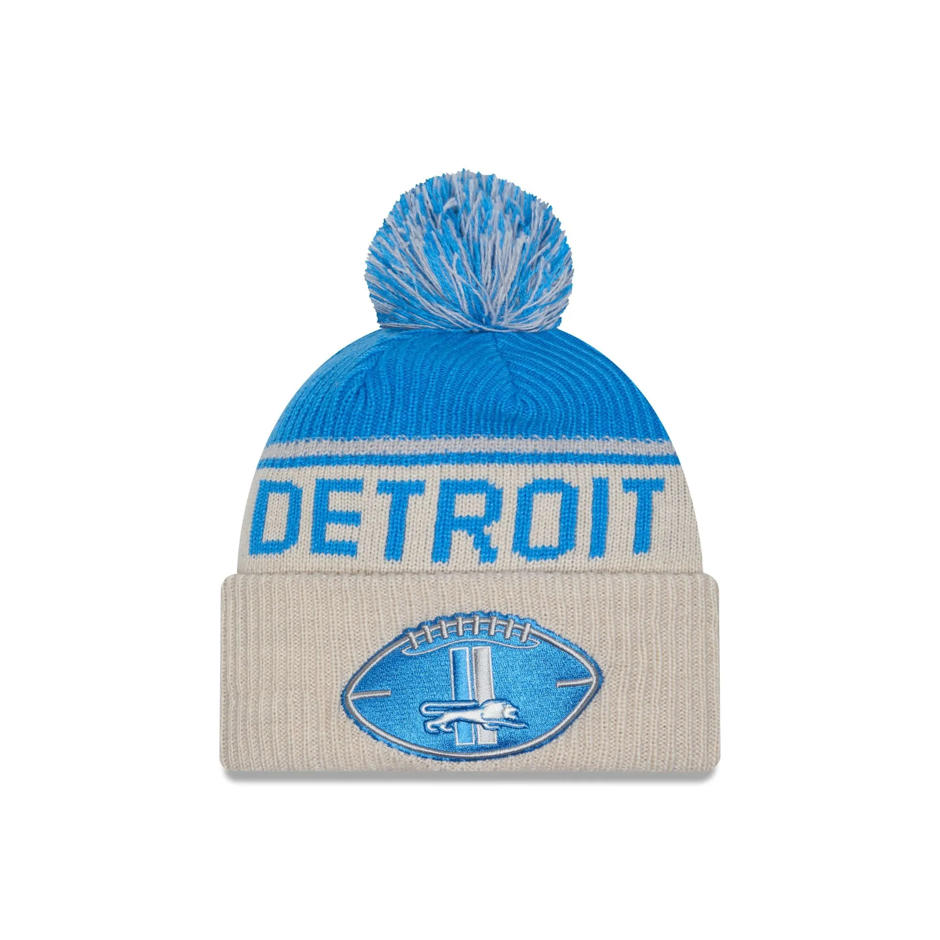 Detroit Lions 2024 Cold Weather Historic Pom Knit Hat sold by New Era