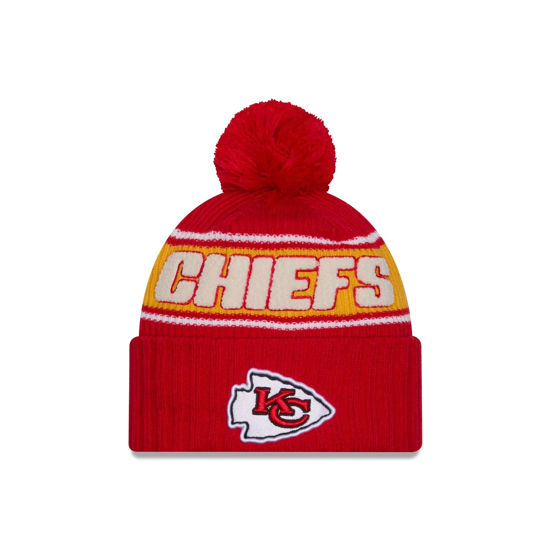 Kansas City Chiefs 2024 Cold Weather Sport Pom Knit Hat sold by New Era