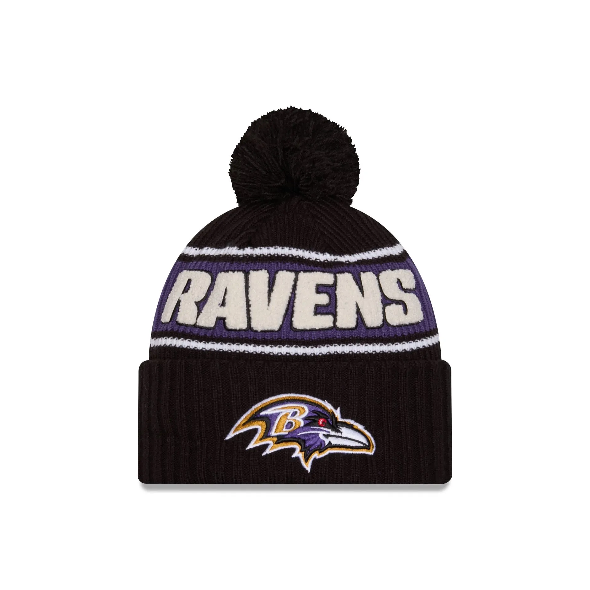 Baltimore Ravens 2024 Cold Weather Sport Pom Knit Hat sold by New Era