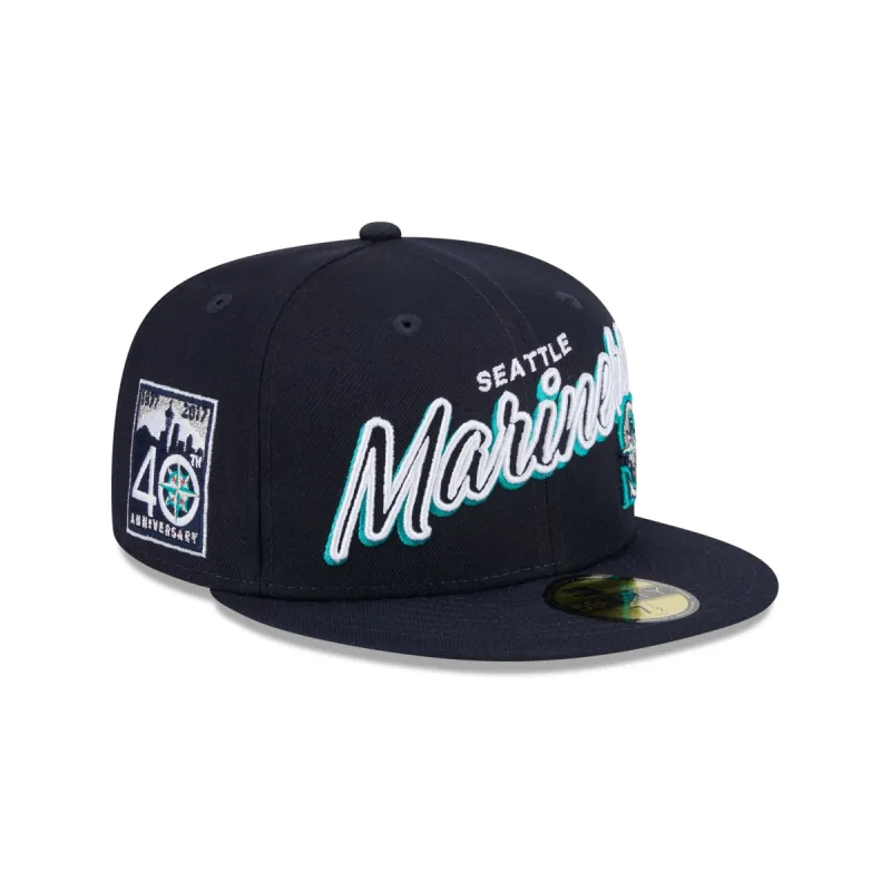 Seattle Mariners Script Sided 59FIFTY Fitted Hat sold by New Era