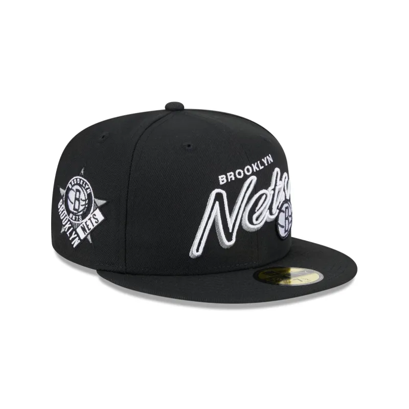 Brooklyn Nets Script Sided 59FIFTY Fitted Hat sold by New Era
