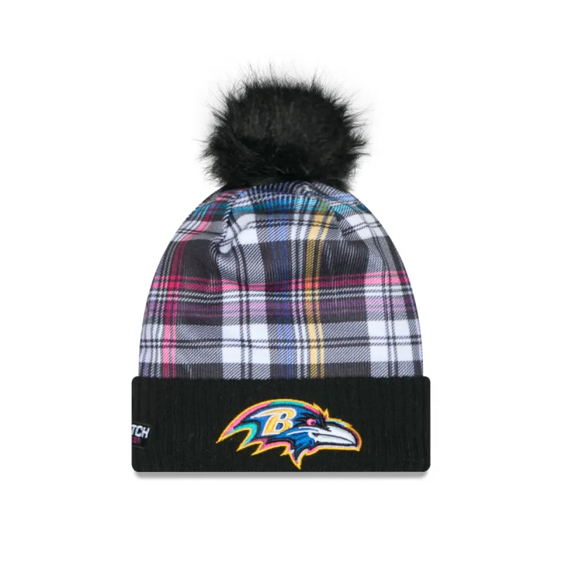 Baltimore Ravens 2024 Crucial Catch Women's Pom Knit Hat sold by New Era